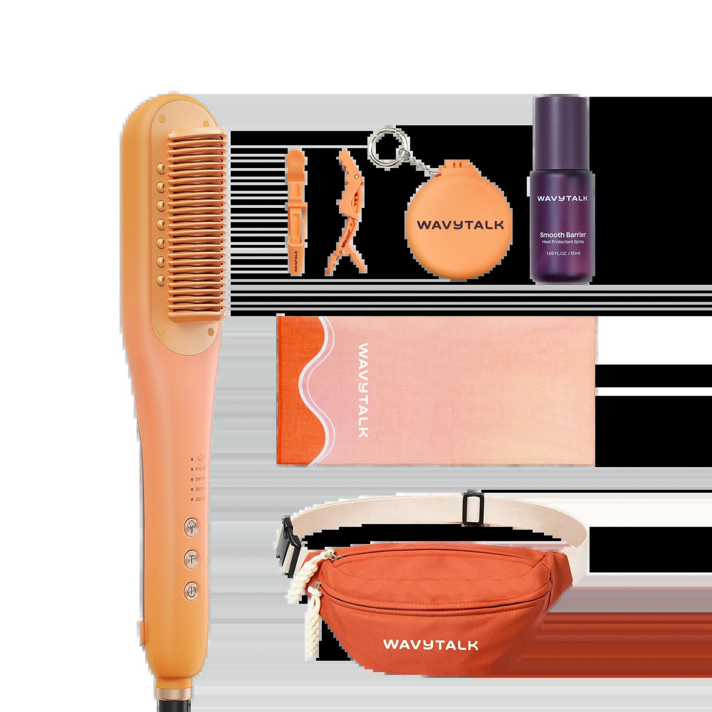Wavytalk Steamline Pro Steam Hair Straightener Brush Hair Straightening Comb with Scrunchie and Glove
