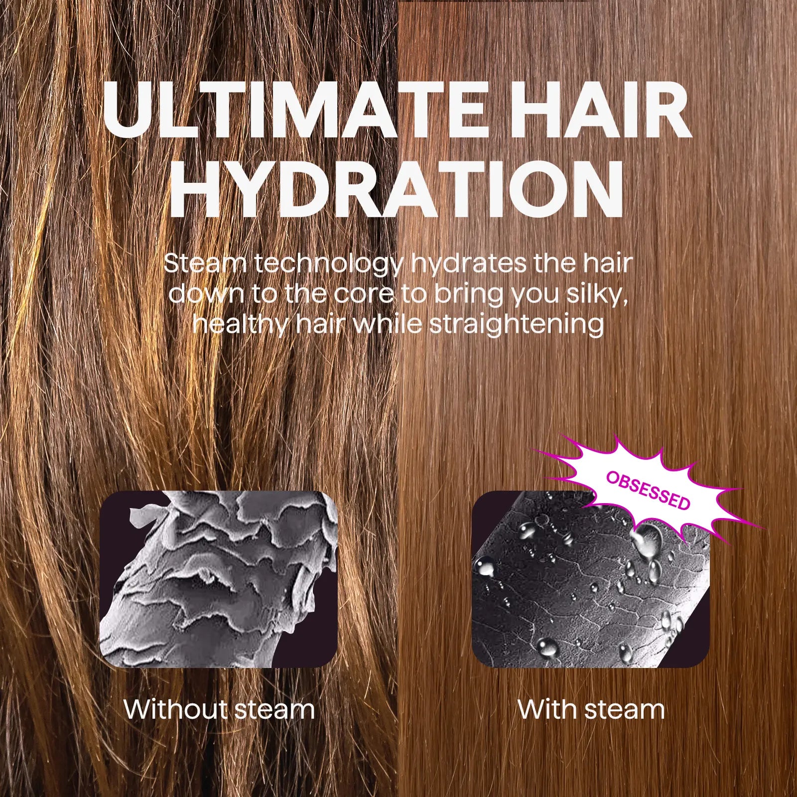 Wavytalk Steamline Pro Steam Hair Straightener Brush Hair Straightening Comb with Scrunchie and Glove