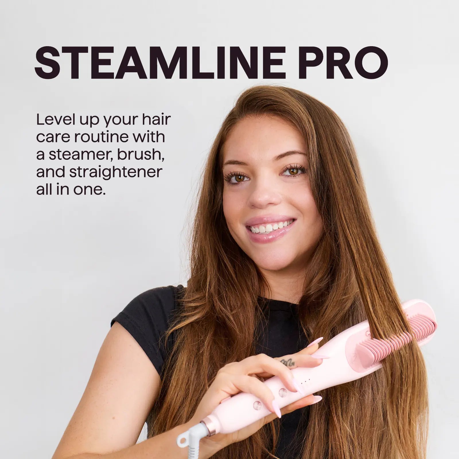Wavytalk Steamline Pro Steam Hair Straightener Brush Hair Straightening Comb with Scrunchie and Glove